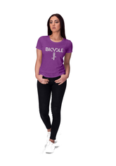 Women's ActiveWear Bicycle Tshirt - Front Detail - Stylish Bicycle Graphics